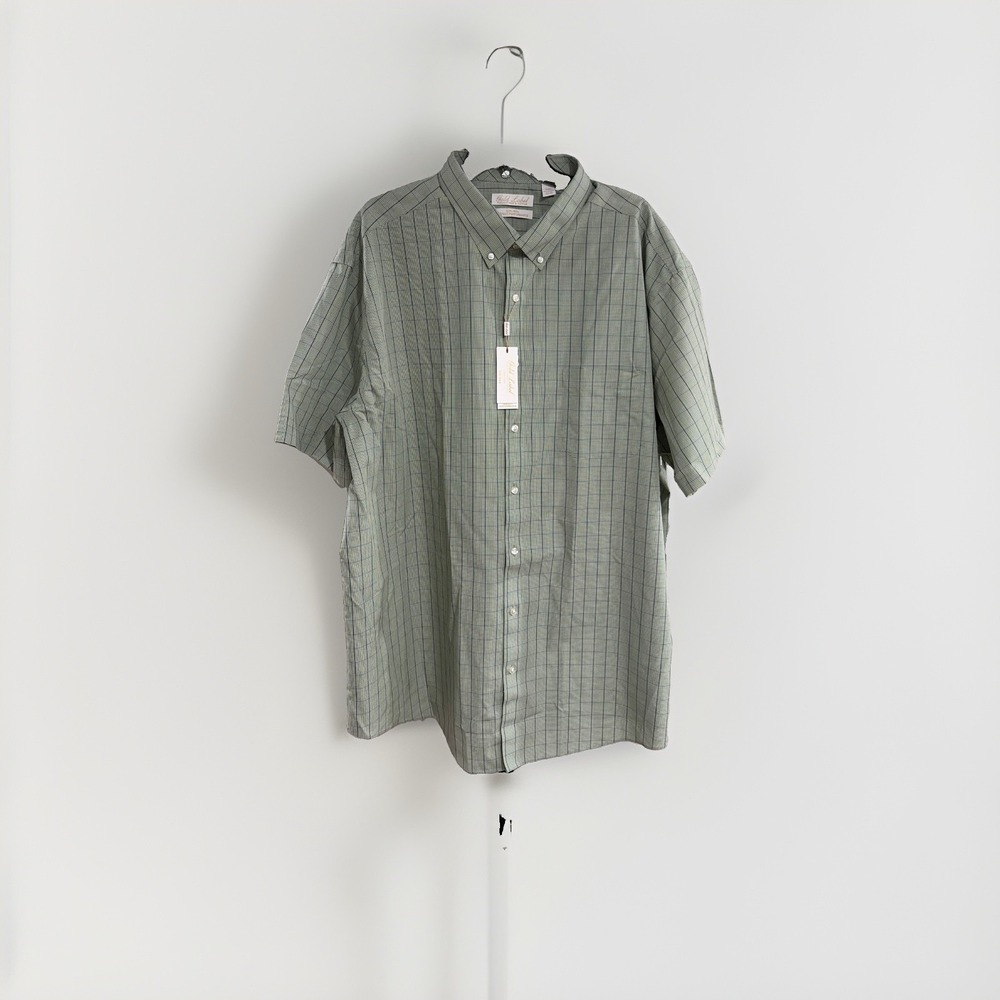Gold Label Roundtree & Yorke Mens 4XB Green Plaid Short Sleeve Shirt NEW F101
